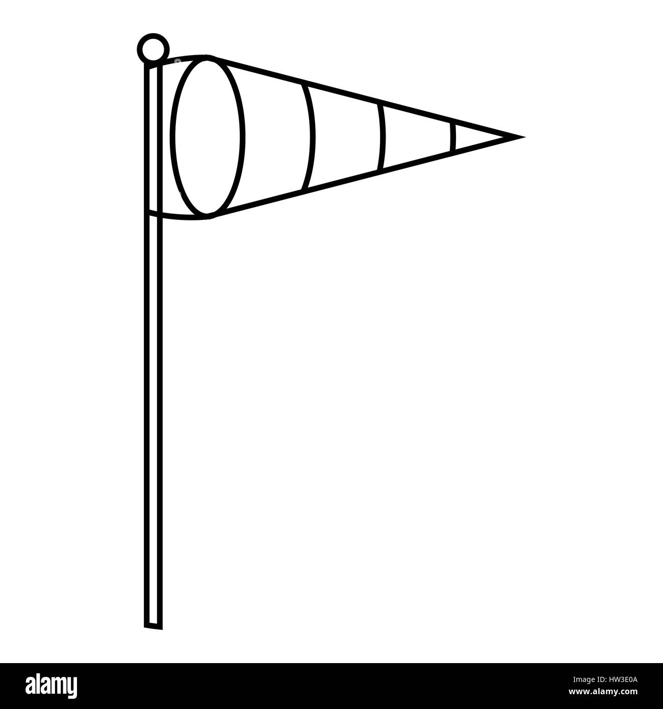 La banderuola eolica icona, stile contorno Illustrazione Vettoriale
