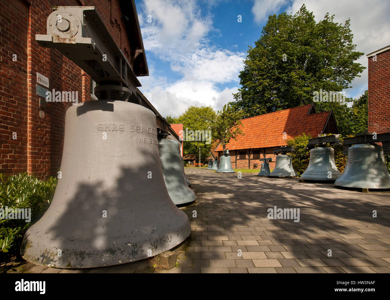Le campane della chiesa, Vestfalia Museo Campana, Gescher, Münsterland, Renania settentrionale-Vestfalia, Germania Foto Stock