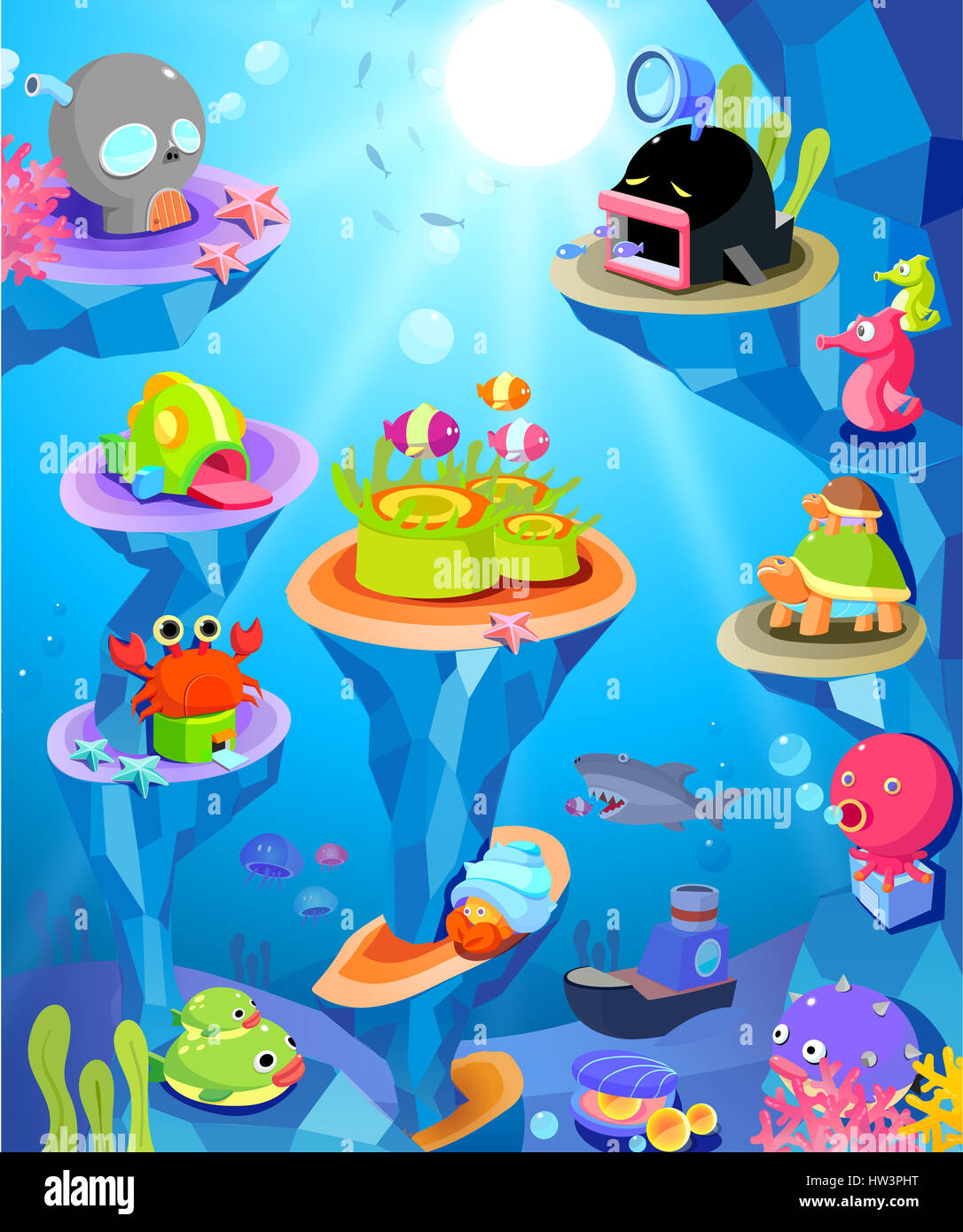 Animale adulto,animale temi,animale,animali selvatici in,selvatica,bolla,clipart,colore,colore,immagine a colori,computer grafica,coral,crab,giorno,generati digitalmente immagine,pesce,graphics,idee,immagine,l'immaginazione,grande Foto Stock