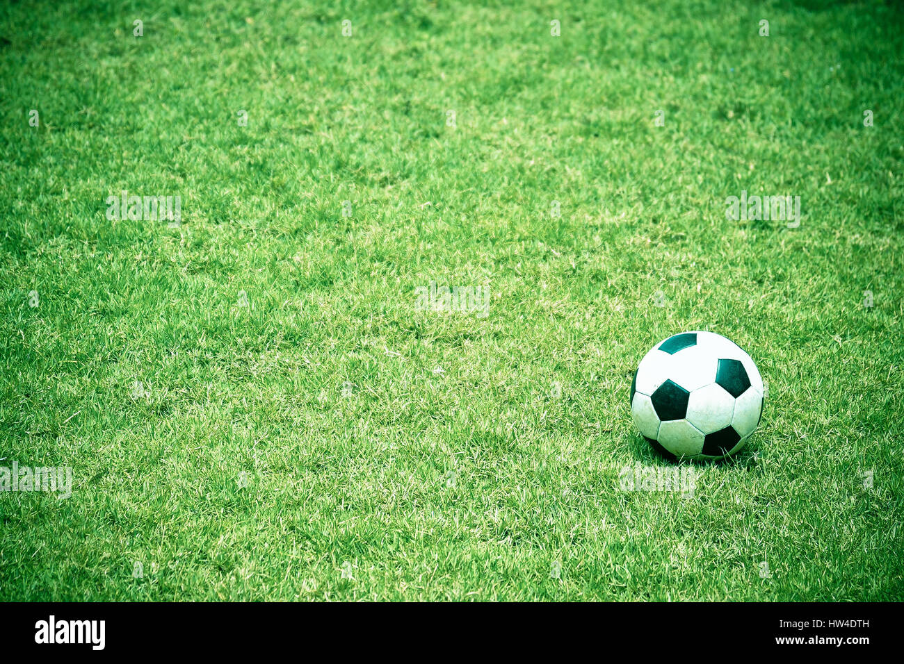 Pallone da calcio sul campo di calcio Foto Stock
