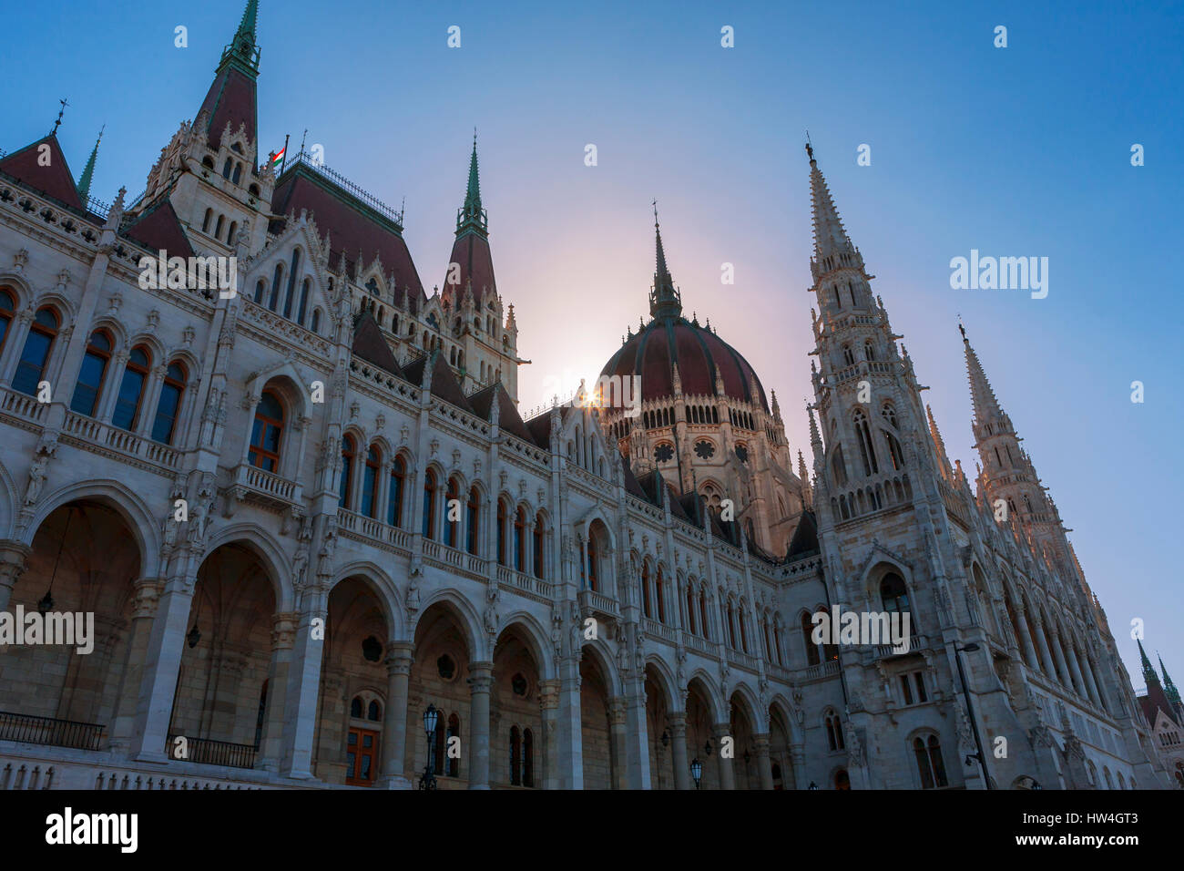 Parlamento ungherese edificio (Országház) Lipótváros, Budapest, Ungheria Foto Stock