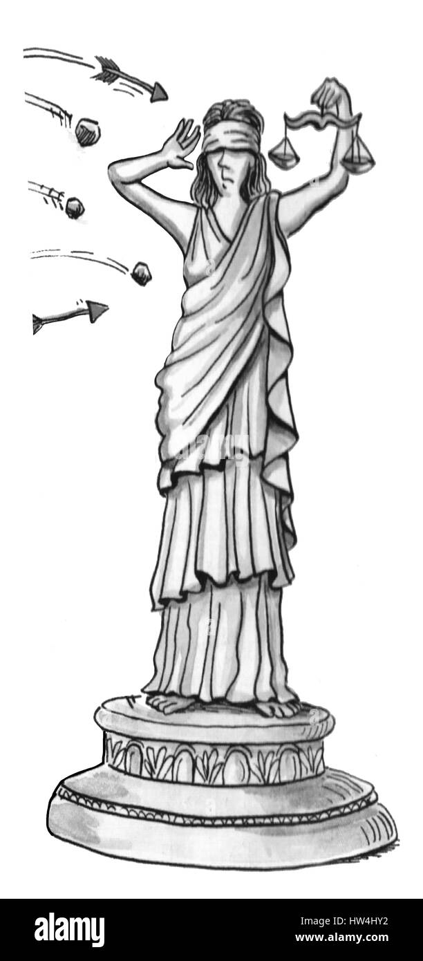 Illustrazione che mostra frecce di attaccare la Statua della Libertà. Foto Stock