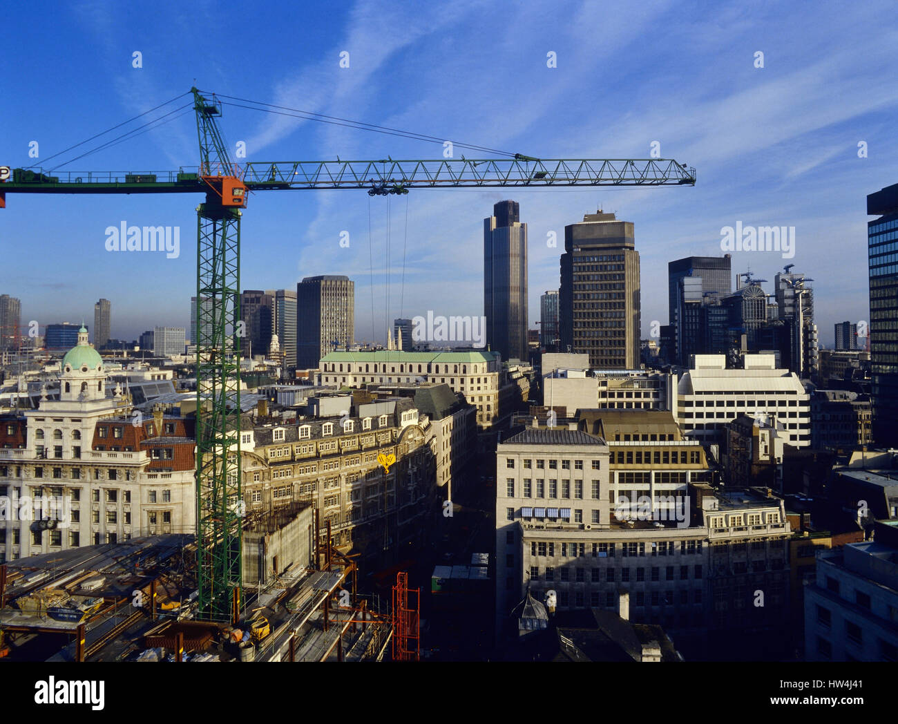 Vista della città di Londra dal monumento. Circa ottanta Foto Stock