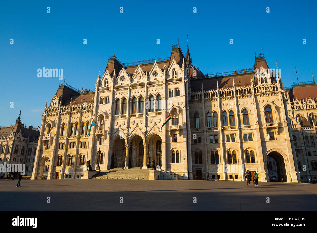Il Parlamento ungherese, edificio in stile neogotico, Assemblea nazionale. Budapest Ungheria, Europa sud-orientale Foto Stock