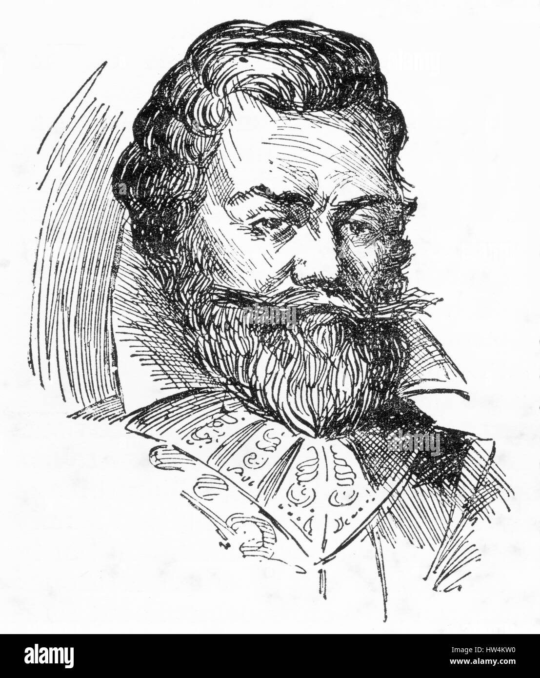Incisione di explorer John Smith. (1578-1631) da un'incisione originale in lo Storico La storia del mondo, 1908 Foto Stock