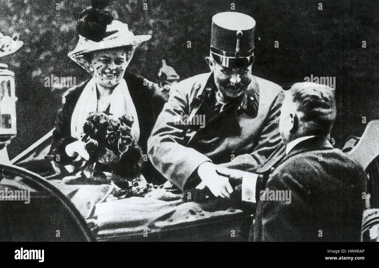 Arciduca Francesco Ferdinando e sua moglie Sofie a Sarajevo il giorno in cui sono stati uccisi il 28 giugno 1914 Foto Stock