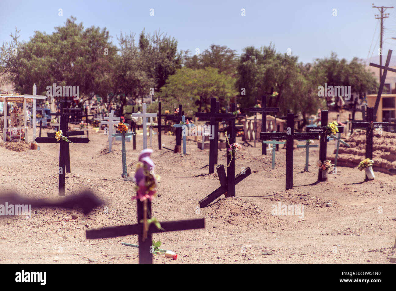 Un cimitero di San Petro de Atacama. San Petro de Atacama è una città e comune di El Loa Provincia del Cile. È situato nella zona est di Antofagasta un Foto Stock