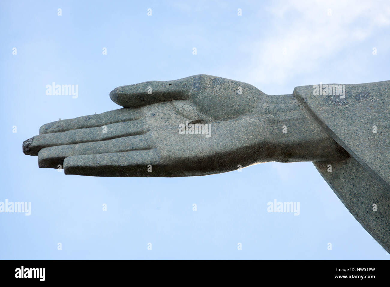 Il Cristo Redentore statua è stato colpito da un fulmine in una delle sue dita. Foto Stock