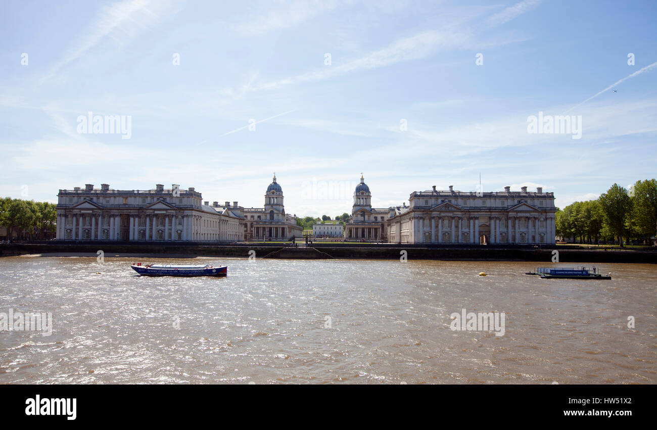 Il Maritime Greenwich Sito Patrimonio Mondiale nel sud est di Londra, Regno Unito. Il complesso di edifici e il paesaggio sono un potente arch Foto Stock