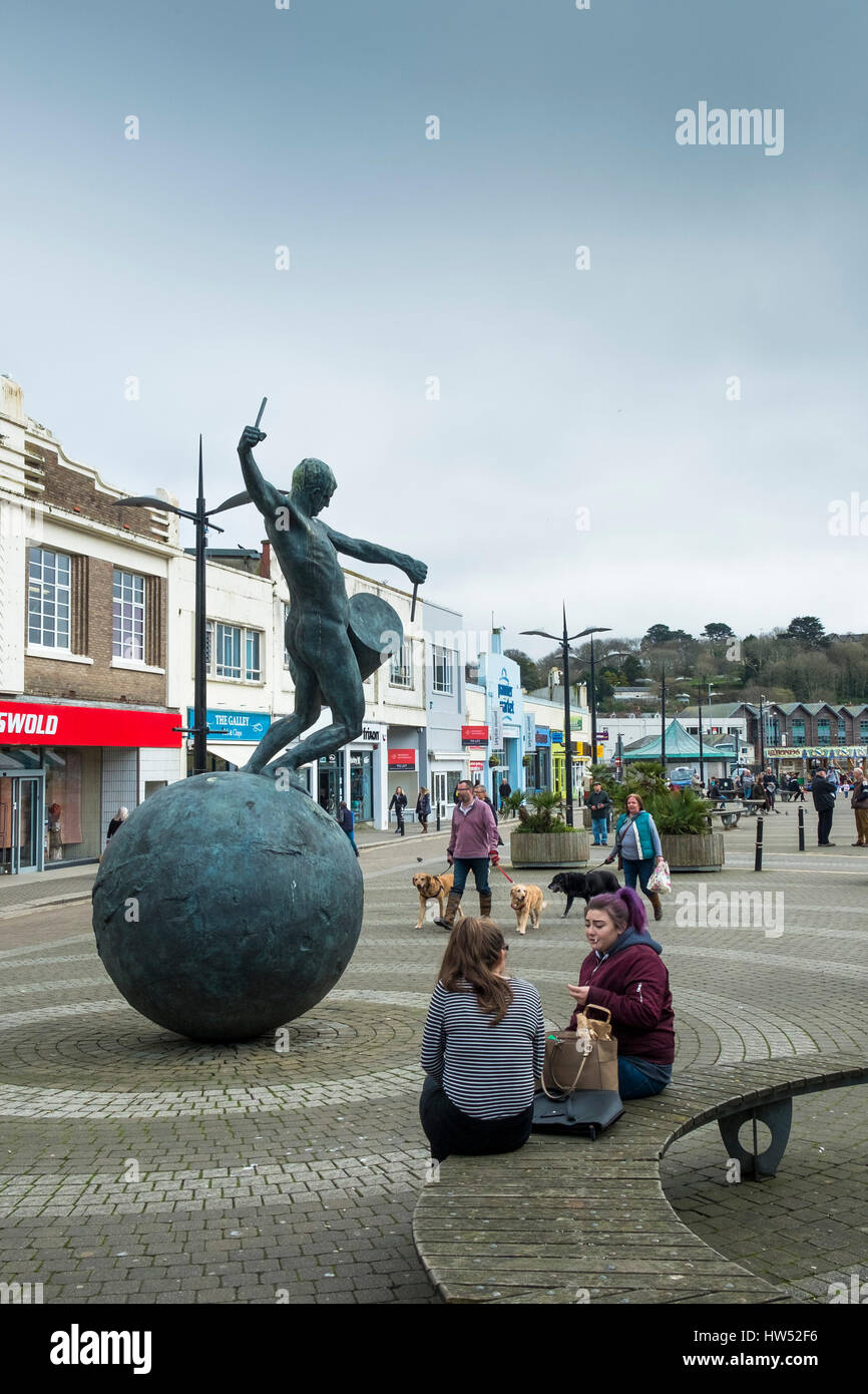Il batterista statua Limone Quay Truro City Centre Cornwall. Foto Stock