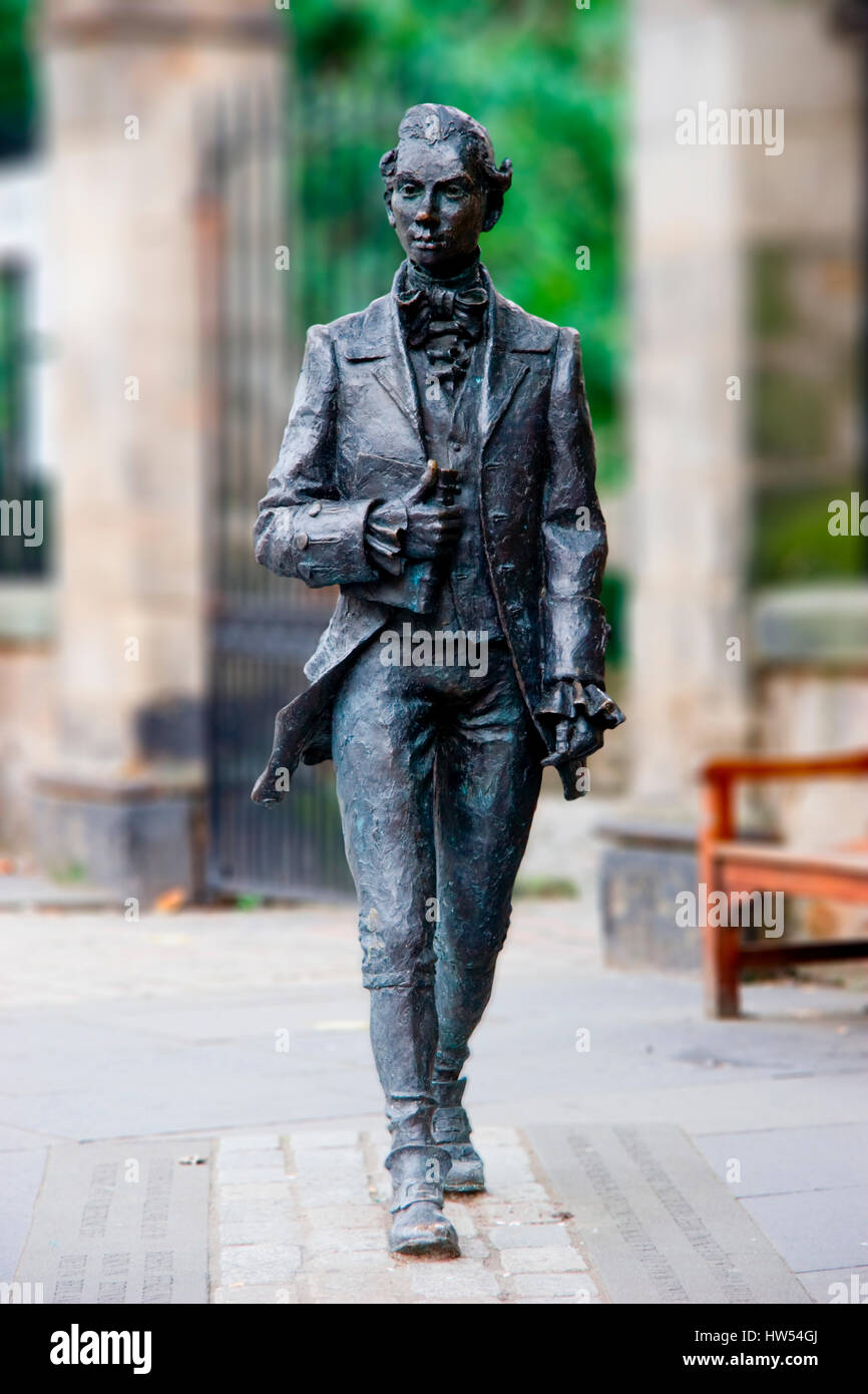 Statua del poeta Scozzese Robert Fergusson, Edimburgo, Scozia Foto Stock