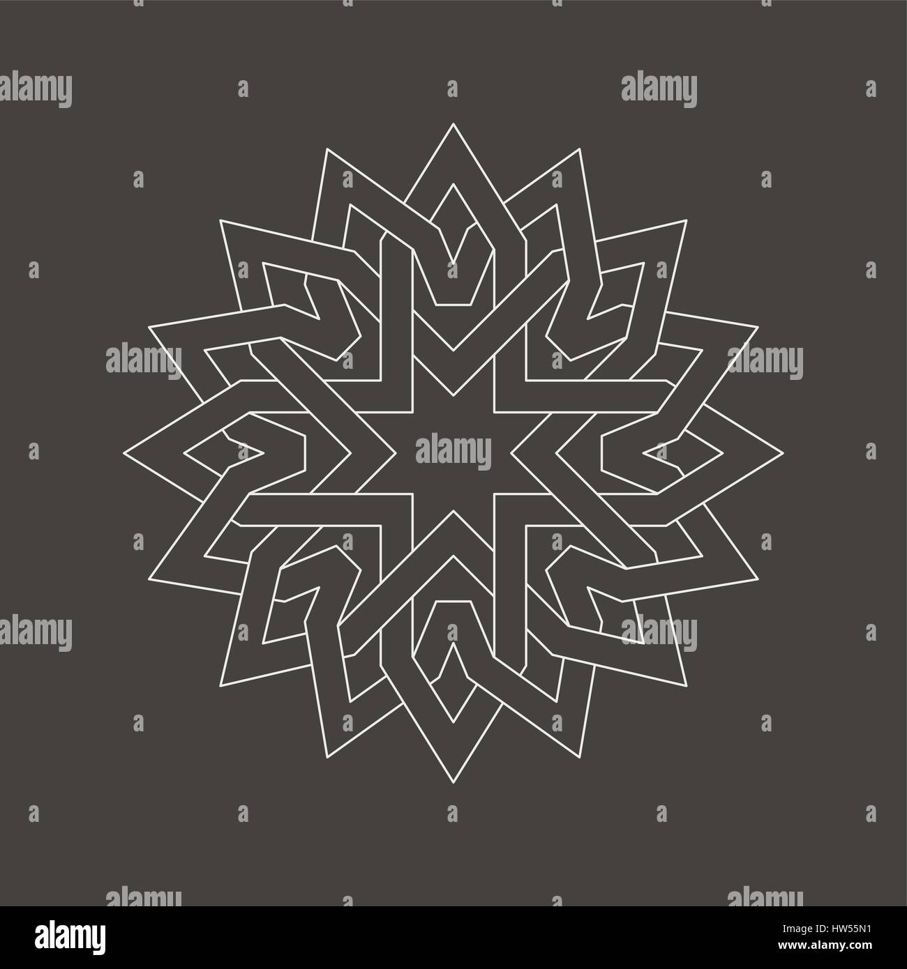 Modello circolare in stile arabo. Decorazione tonda con interseca le linee di curvatura. Elemento vettore di graphic design Illustrazione Vettoriale