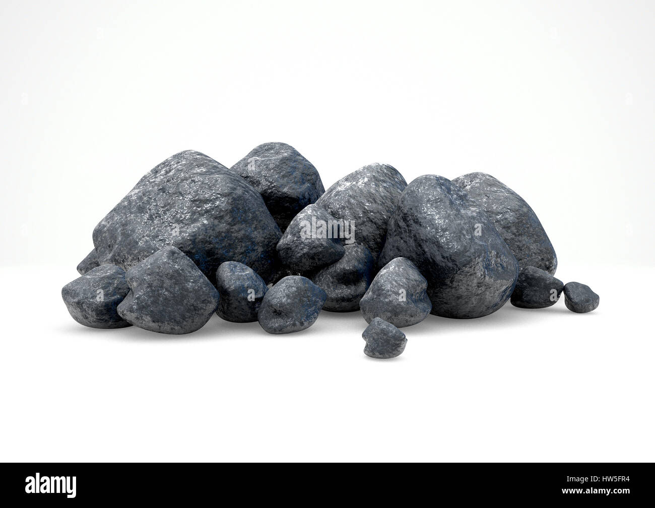 Una collezione di pepite di alluminio isolato su un bianco di sfondo per studio - 3D render Foto Stock