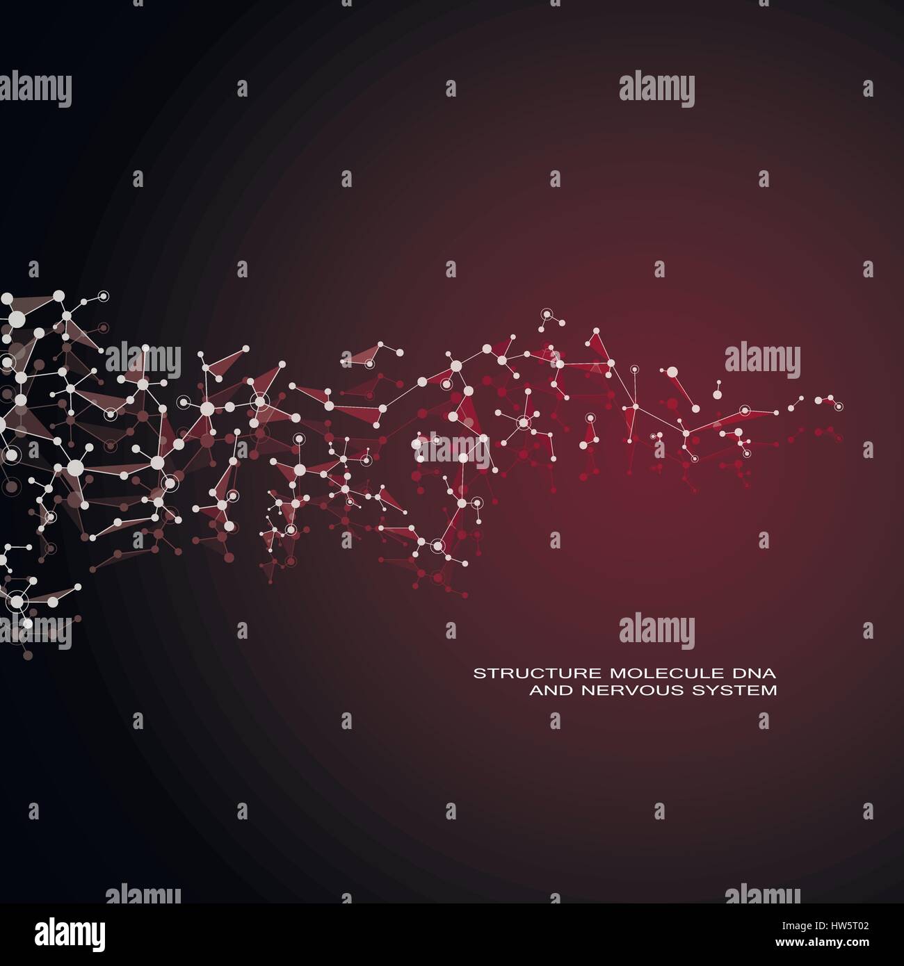 Molecola di DNA e vettore di neuroni. Struttura molecolare. Linee collegate con punti. Genetica di composti chimici. La chimica, la medicina, la scienza, la tecnologia concetto. Astratta geometrica dello sfondo. Illustrazione Vettoriale