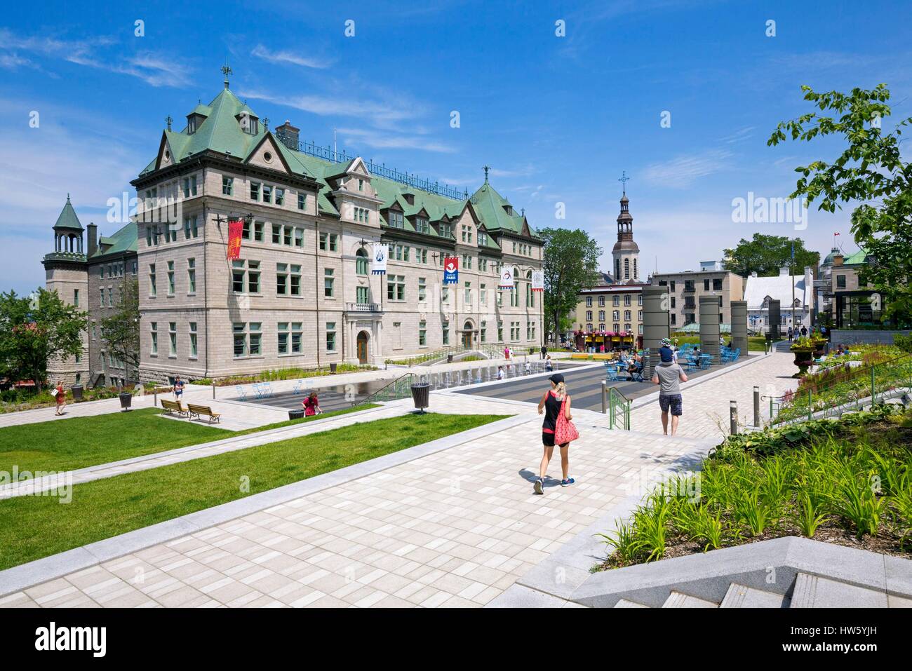 Canada, Québec, Provincia di Quebec City, la Vecchia Quebec elencati come patrimonio mondiale dall'UNESCO, i giardini dell'Hotel de Ville Foto Stock