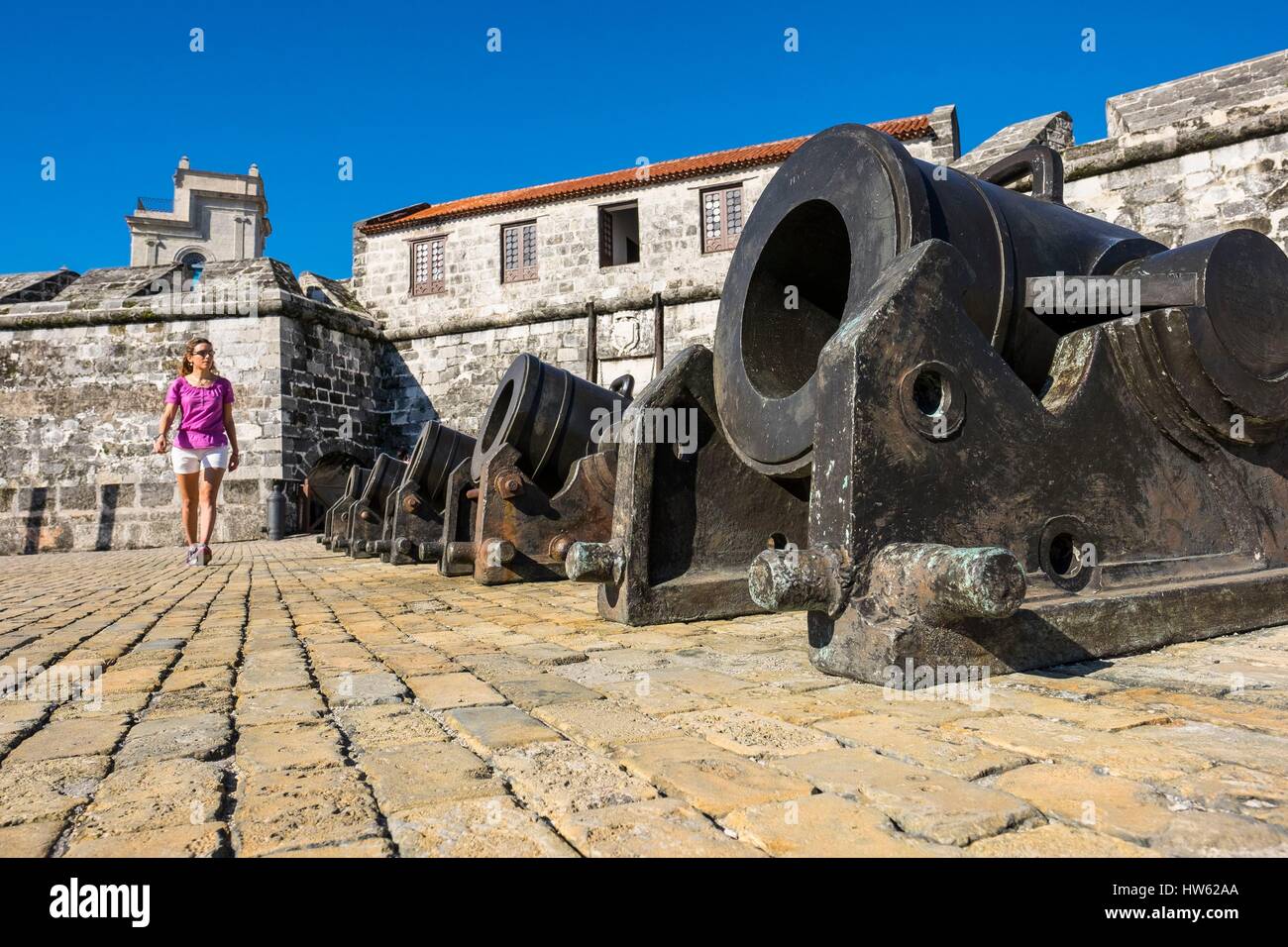 Cuba, La Habana, La Habana Vieja district elencati come patrimonio mondiale dall' UNESCO, il Castillo de la Fuerza reale Foto Stock