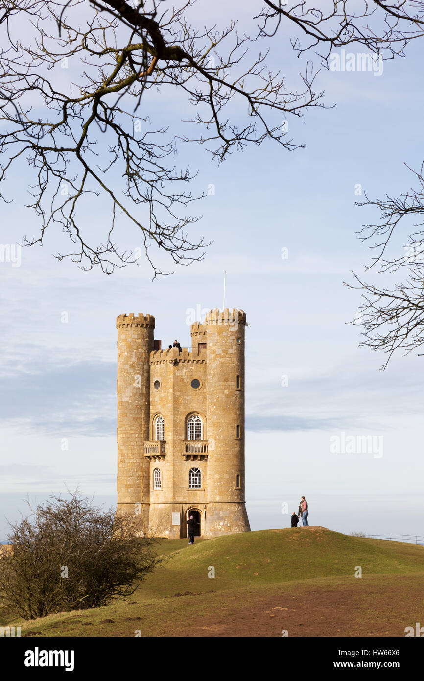 Broadway Tower, un edificio del XVIII secolo di follia su Broadway Hill, Broadway, Cotswolds, Worcestershire Inghilterra REGNO UNITO Foto Stock