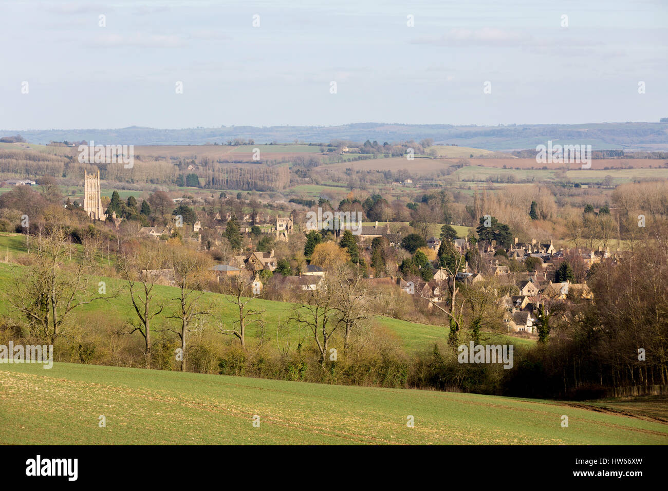 Chipping Campden, e la campagna circostante, una piccola città di mercato nelle Cotswolds, Gloucestershire England Regno Unito Foto Stock