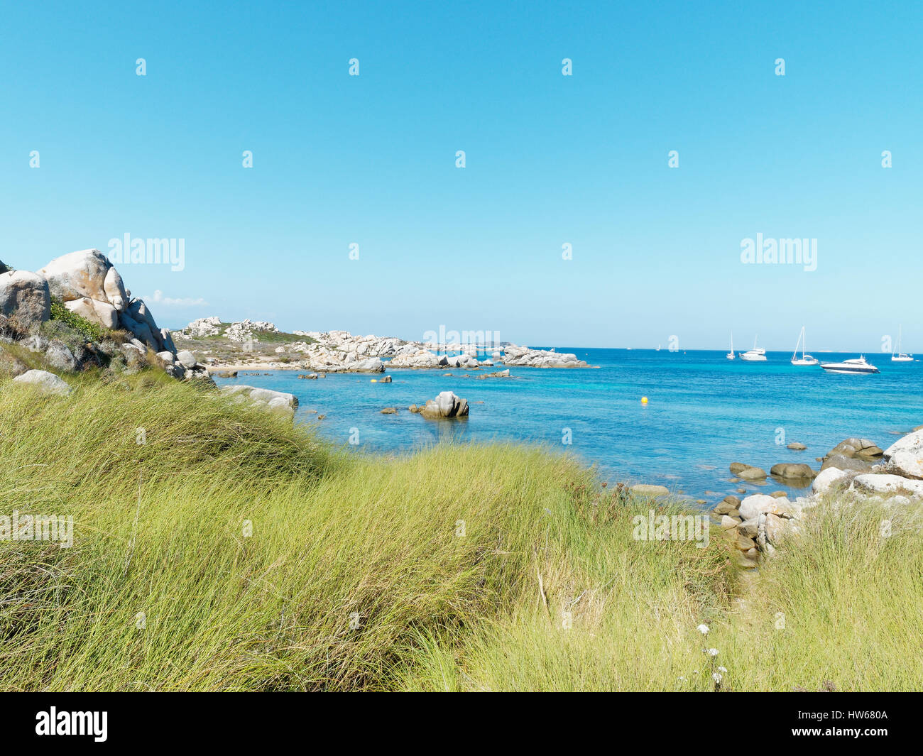 Francia, Corsica, Isole Lavezzi, Bocche di Bonifacio, Mare Mediterraneo Foto Stock