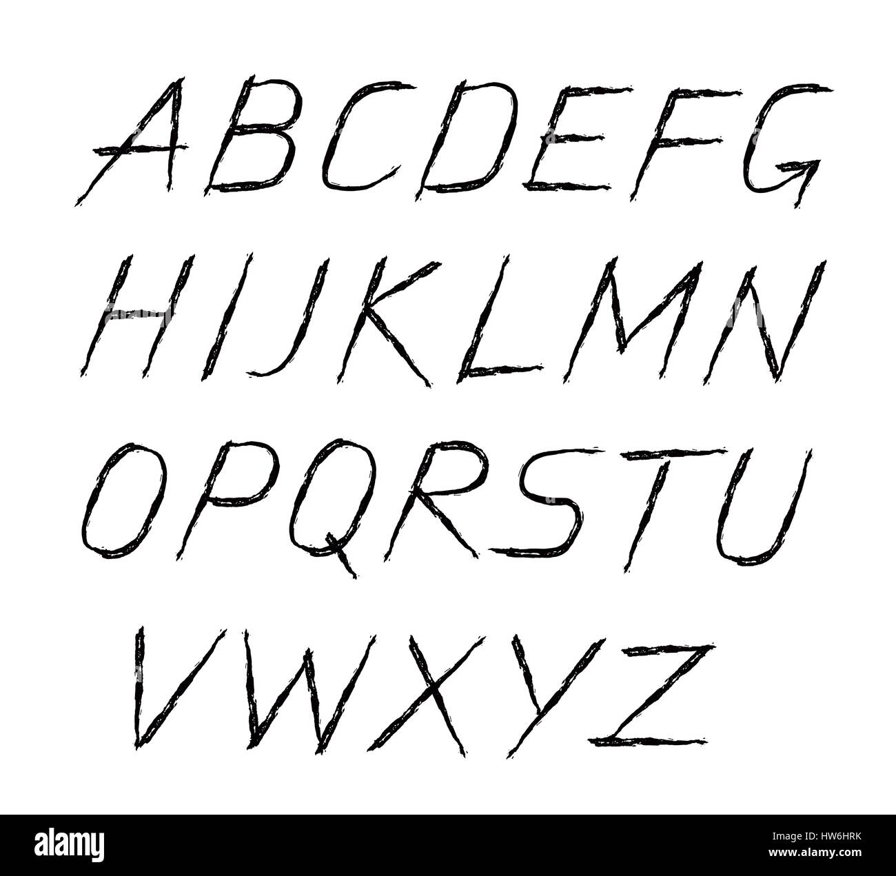 ABC Grunge dipinte lettere corsivo sottile Illustrazione Vettoriale
