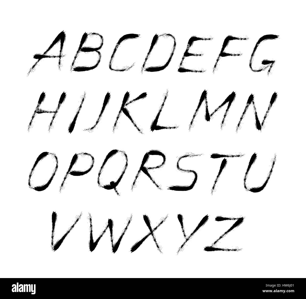 ABC Grunge dipinte lettere sottile Illustrazione Vettoriale