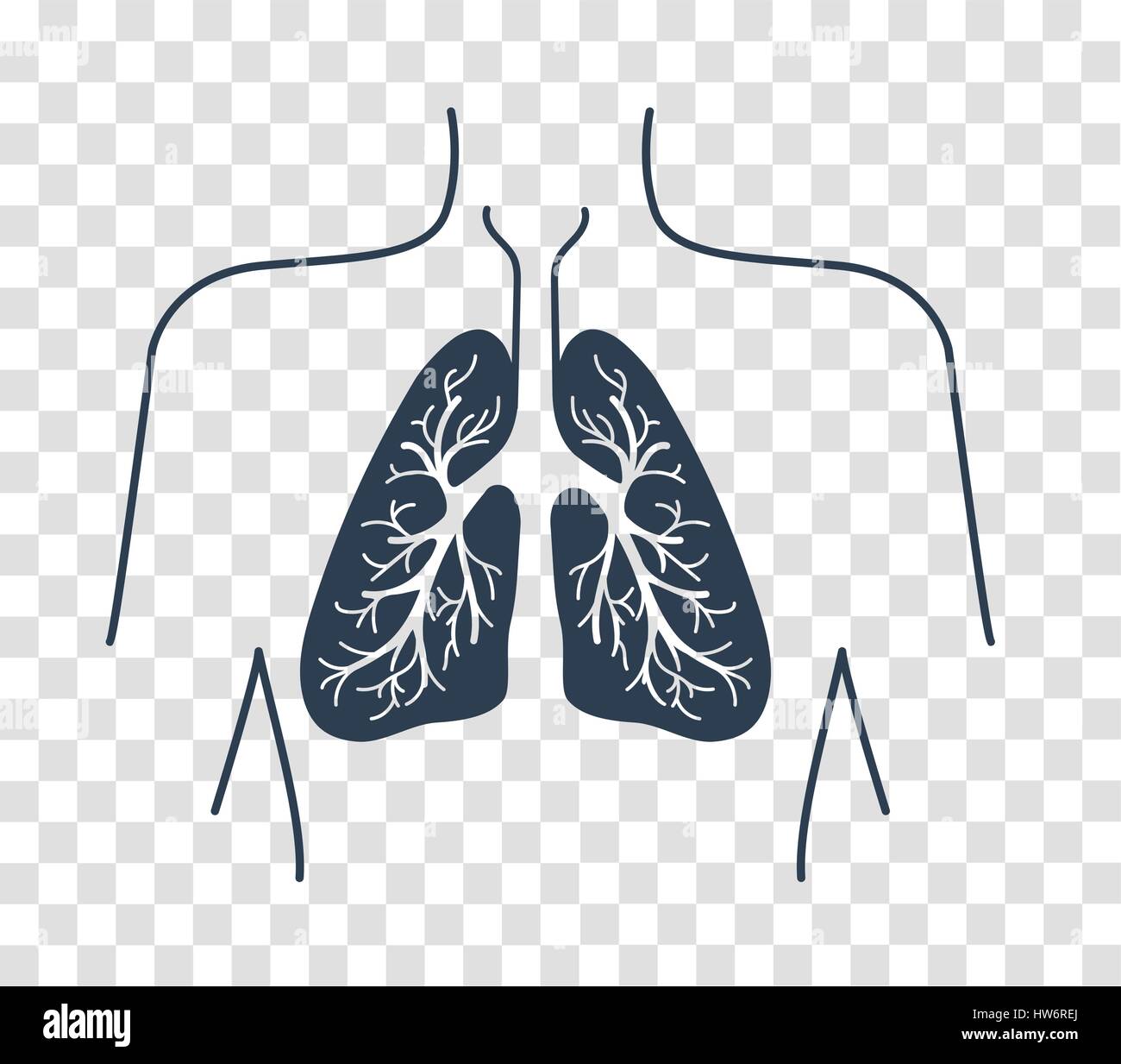 Silhouette, icona dei polmoni umani. Icona di stile lineare Illustrazione Vettoriale