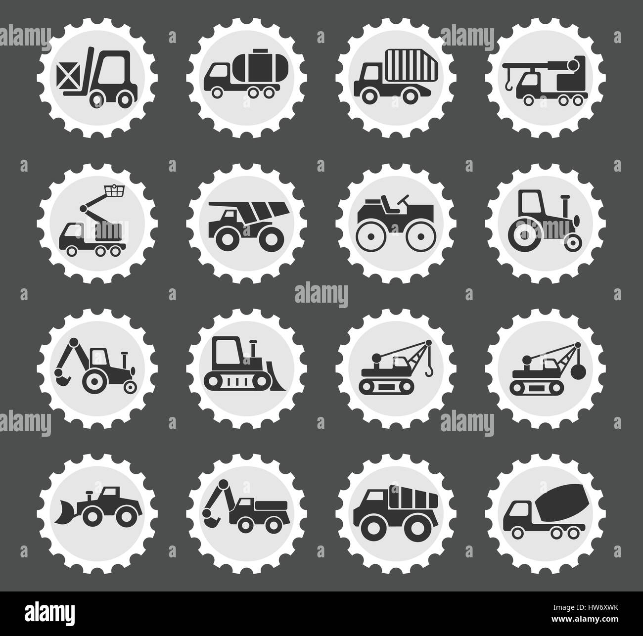 Trasporto industriale web icone per la progettazione di interfacce utente Illustrazione Vettoriale