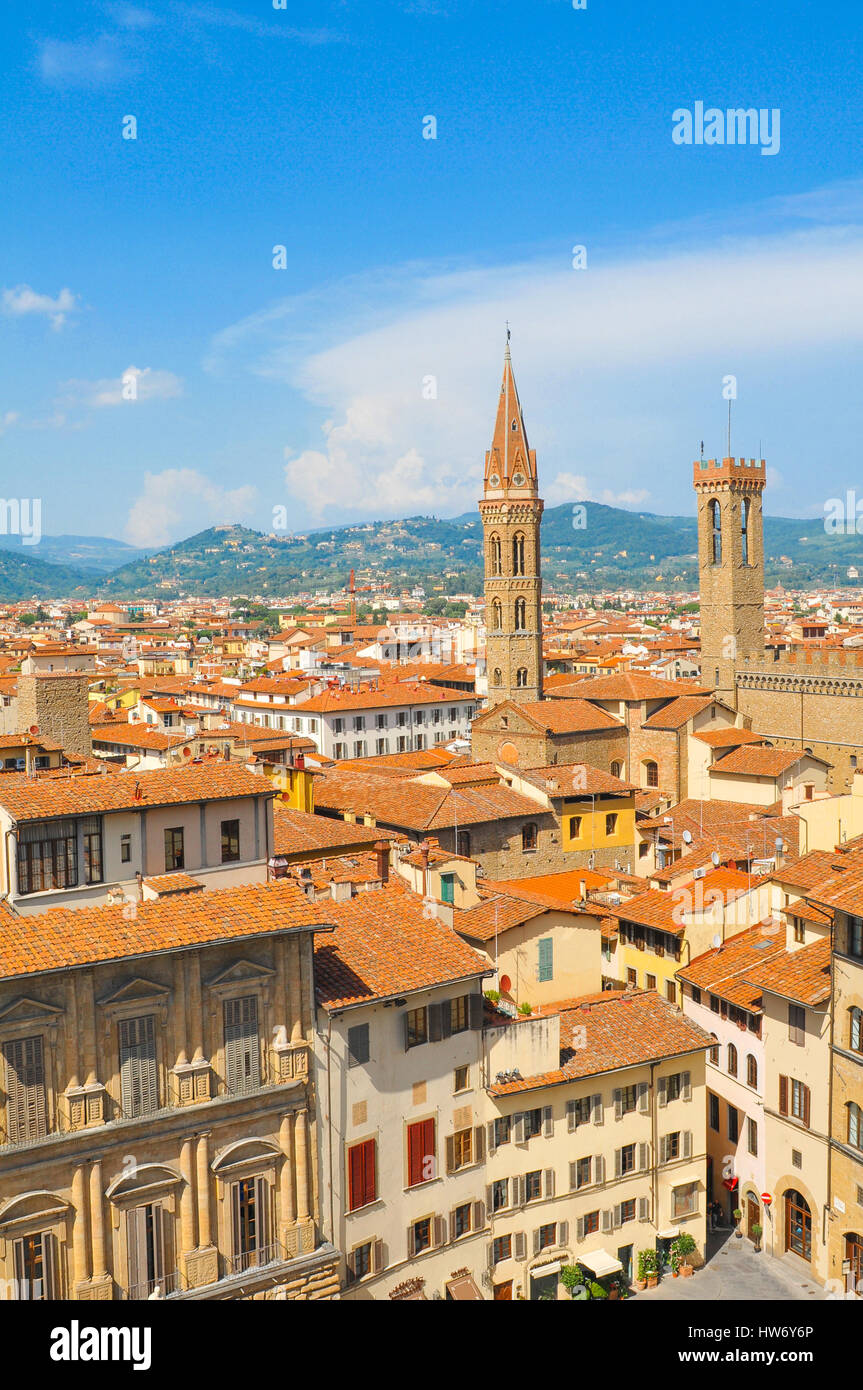 Vista aerea della città vecchia di Firenze in Italia Foto Stock