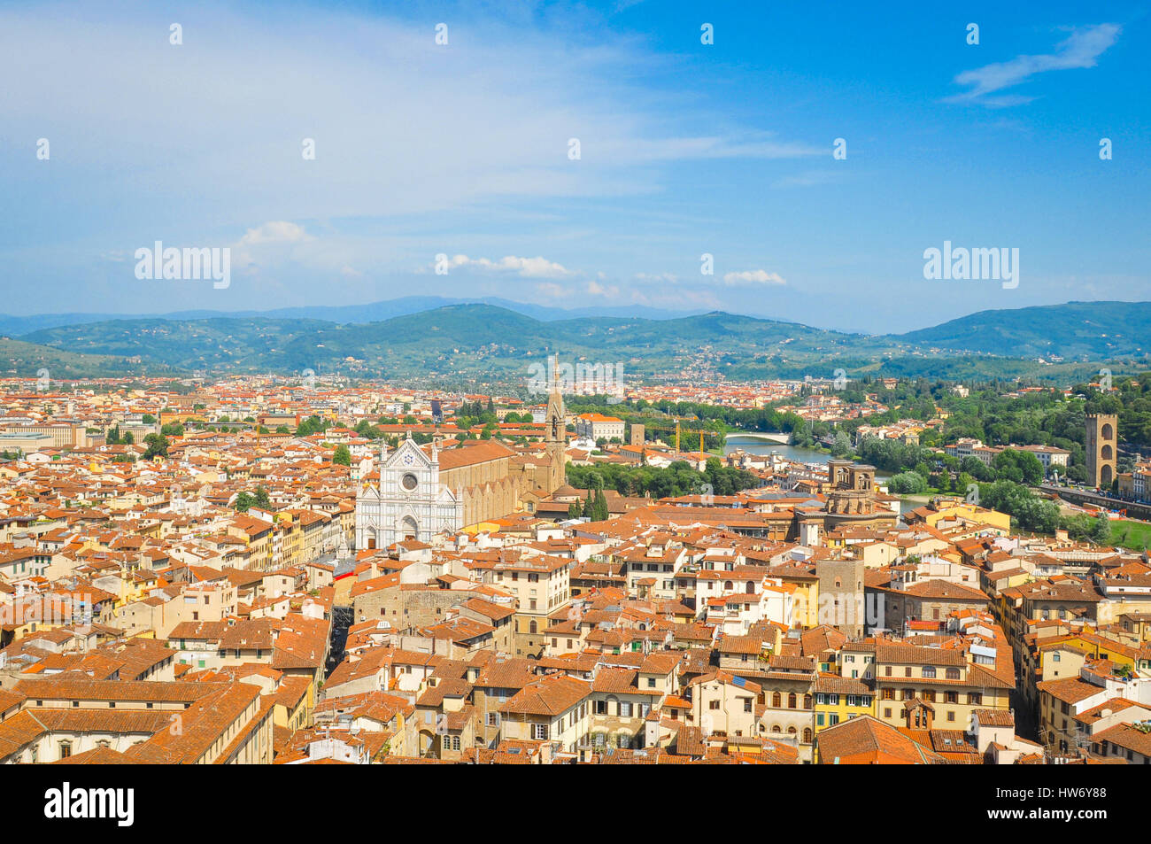 Vista aerea della città vecchia di Firenze in Italia Foto Stock