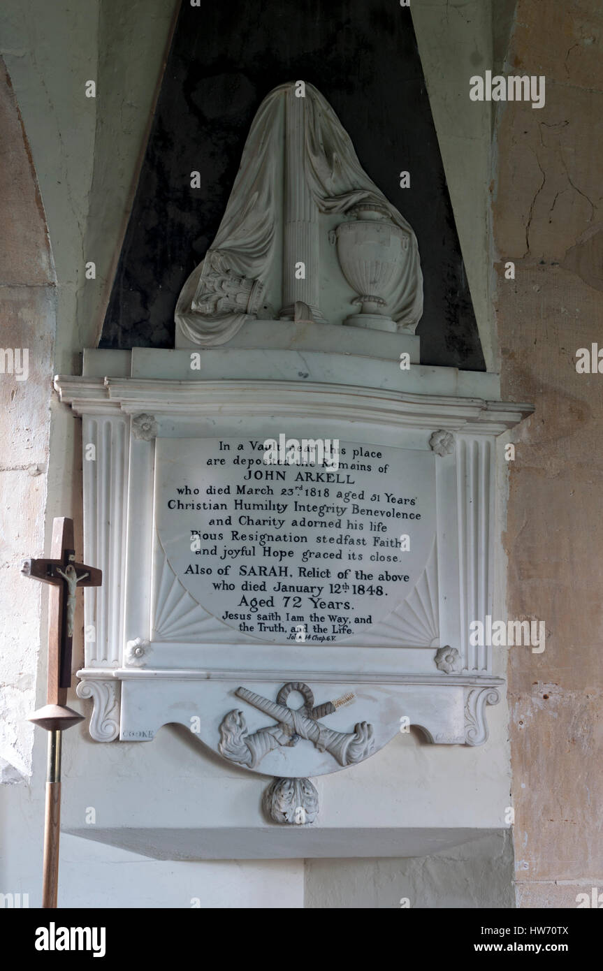 John Arkell monumento, Santa Maria Maddalena la Chiesa, Boddington, Gloucestershire, England, Regno Unito Foto Stock