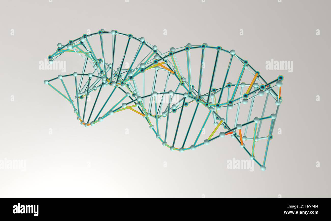 Modello di DNA sfondo, isolato su bianco 3D render, lavorando Foto Stock