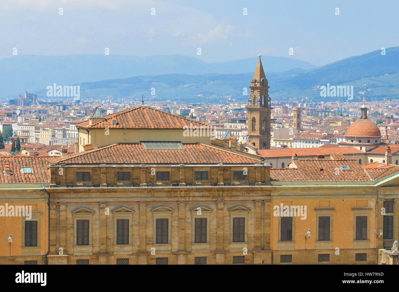 Panorama di Firenze in Italia come si vede dalle altezze del Giardino di Boboli Foto Stock