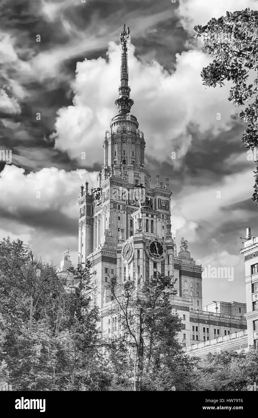 Lomonosov State University, iconico Edificio e visite turistiche a Mosca, Russia Foto Stock
