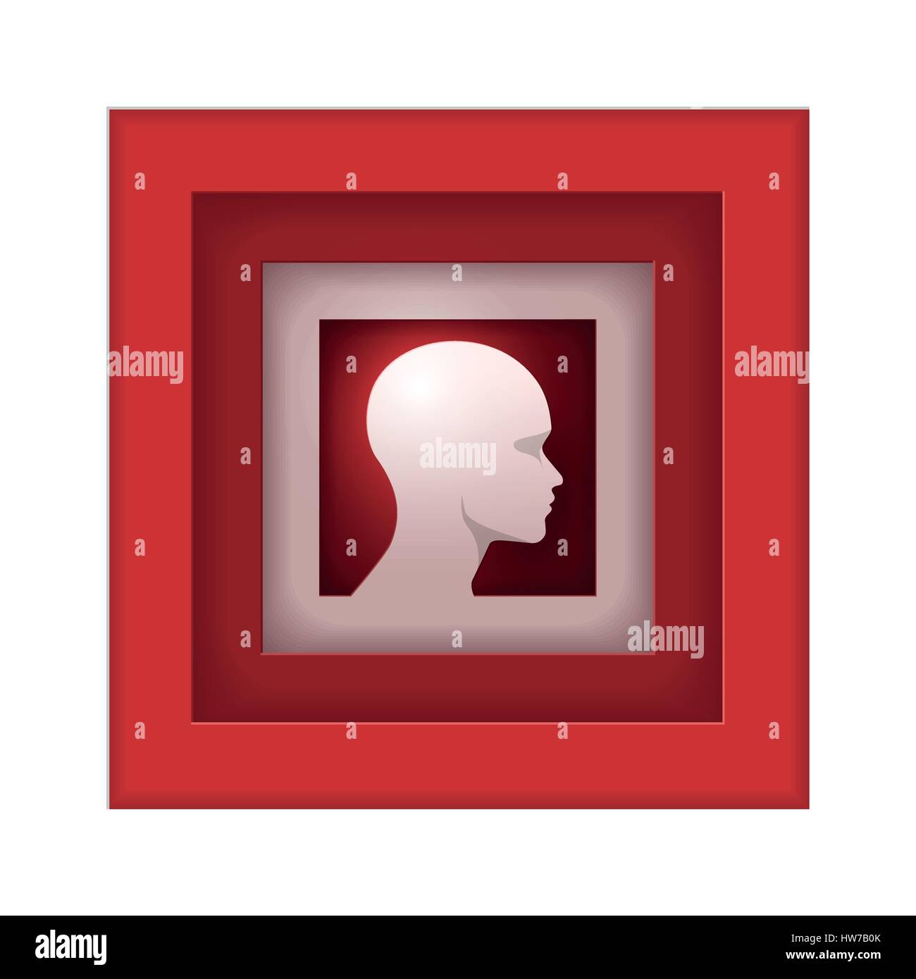 Vettore mente umana Concept paper art style illustrazione con piazze nidificati. Gli elementi sono stratificati separatamente in file vettoriale. Illustrazione Vettoriale