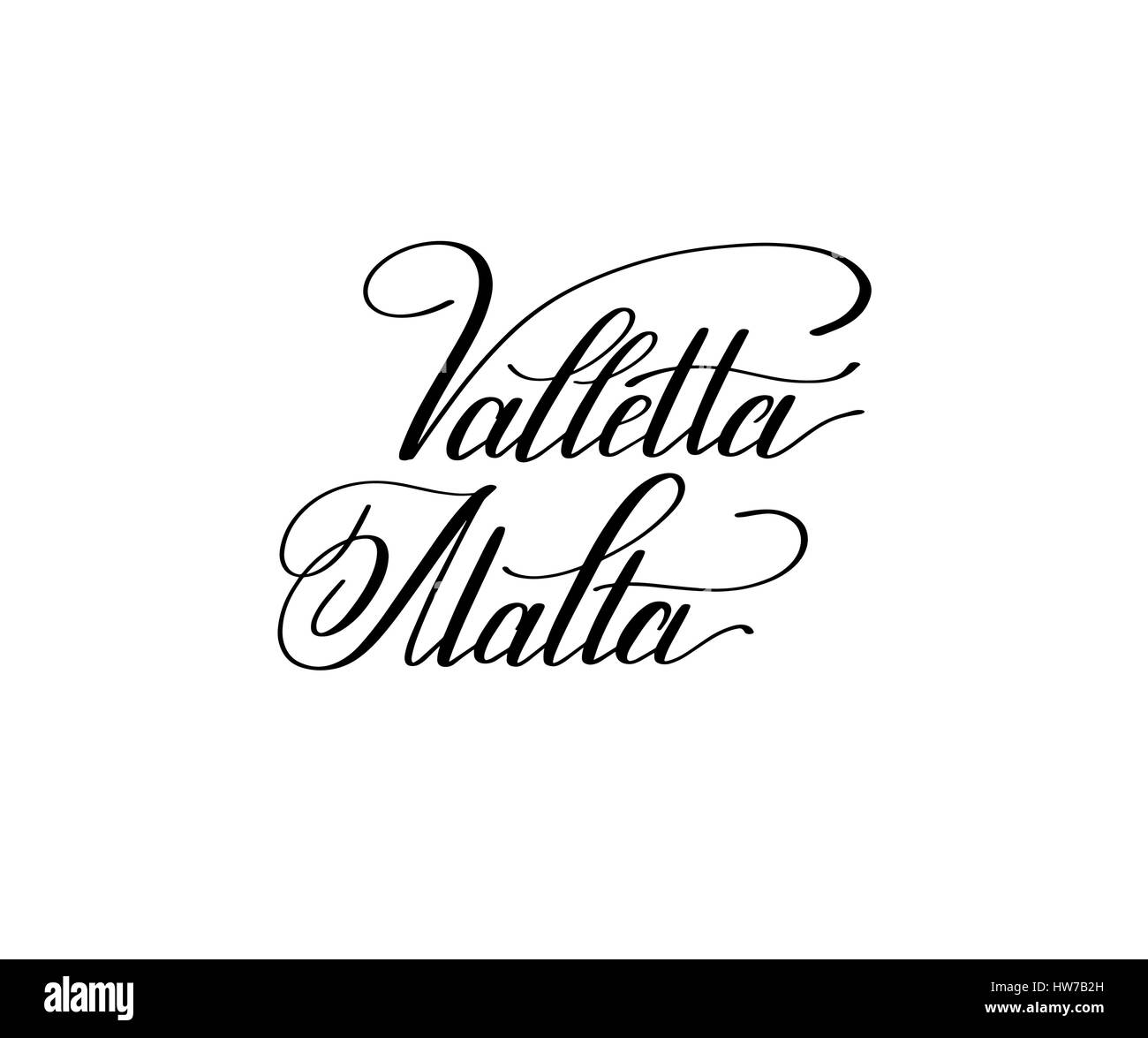 Scritte a mano il nome della capitale europea - Valletta Malta Illustrazione Vettoriale