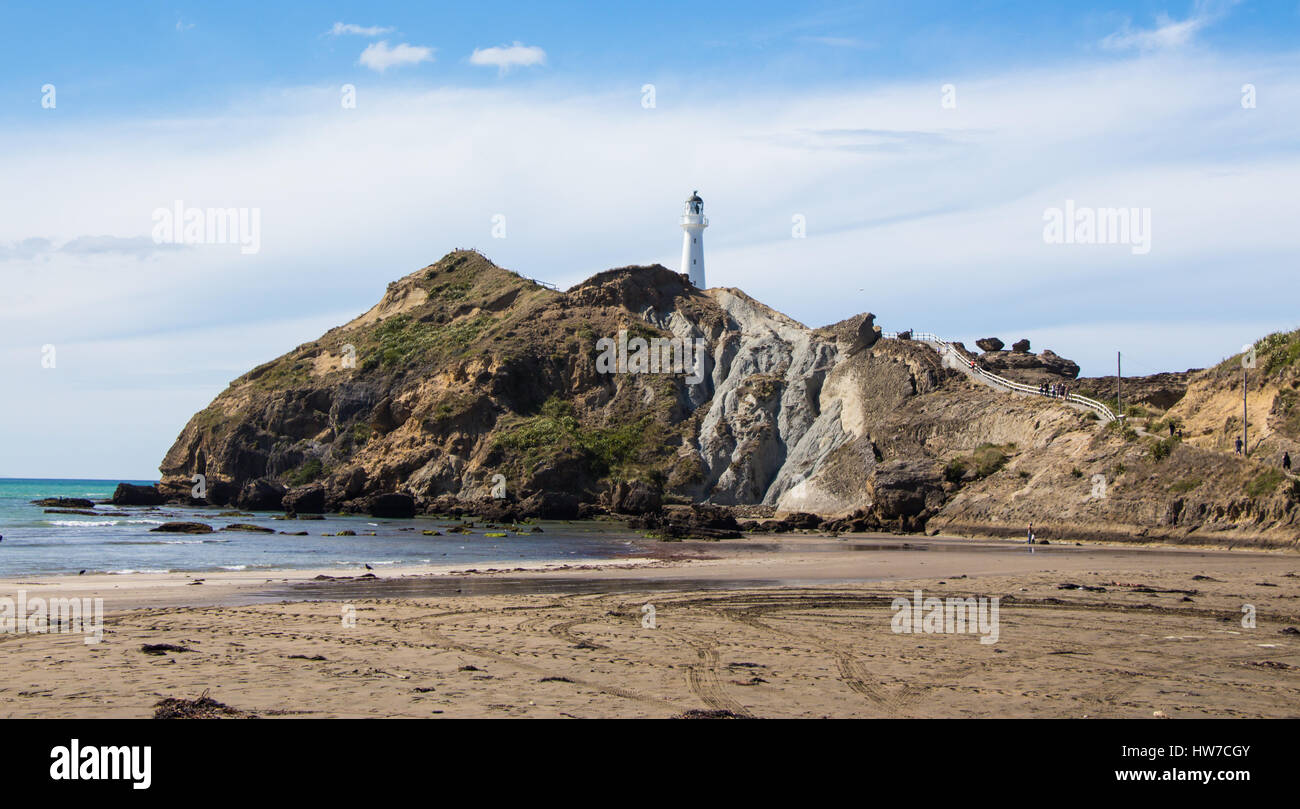 Castlepoint faro sulla roccia. Foto Stock