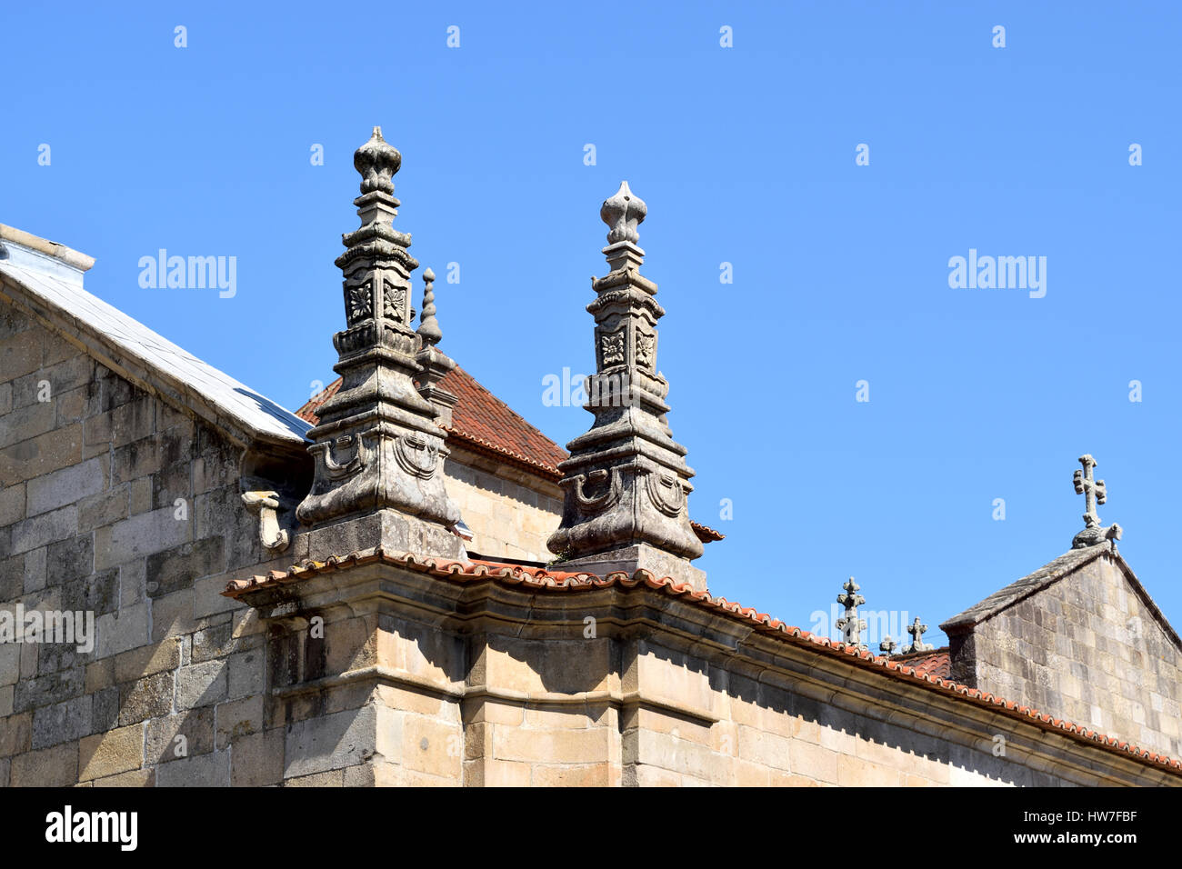 Facciata laterale della cattedrale di Braga Foto Stock