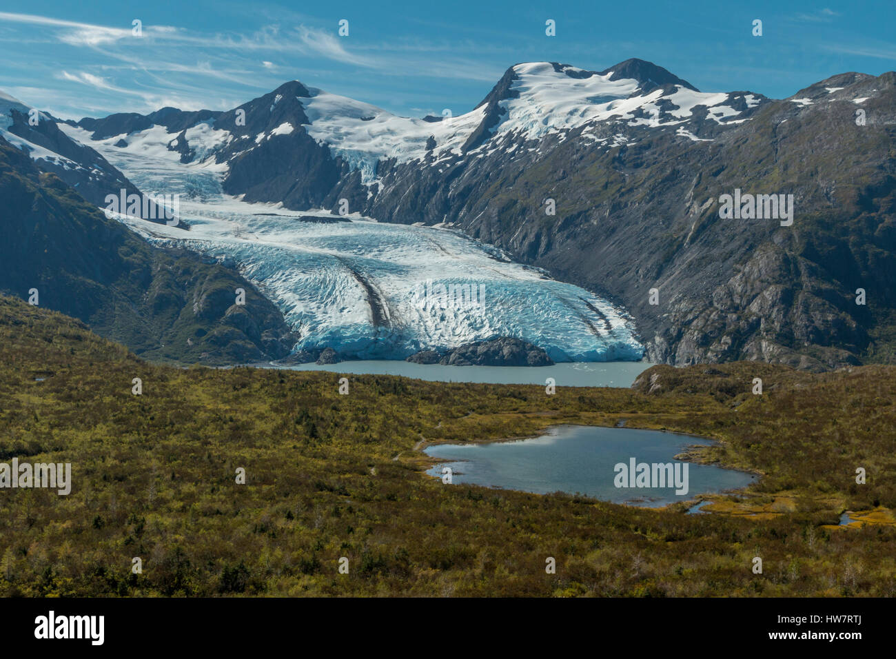 Ghiacciaio Portage in Chugach National Forest, Alaska. Foto Stock