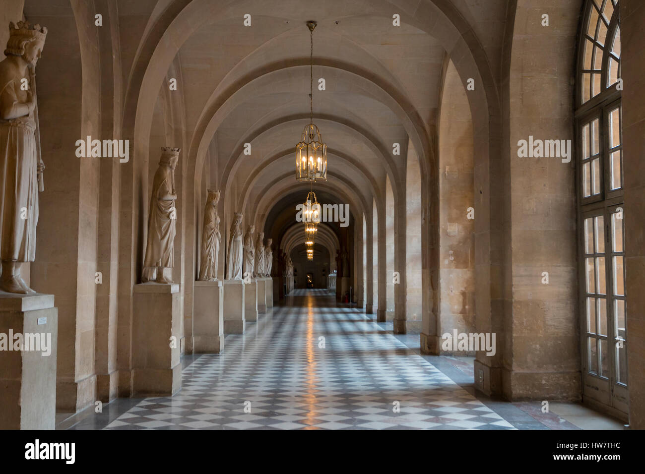 VERSAILLES, Francia- Ottobre 5, 2016: corridoio interno al Palazzo di Versailles. Foto Stock