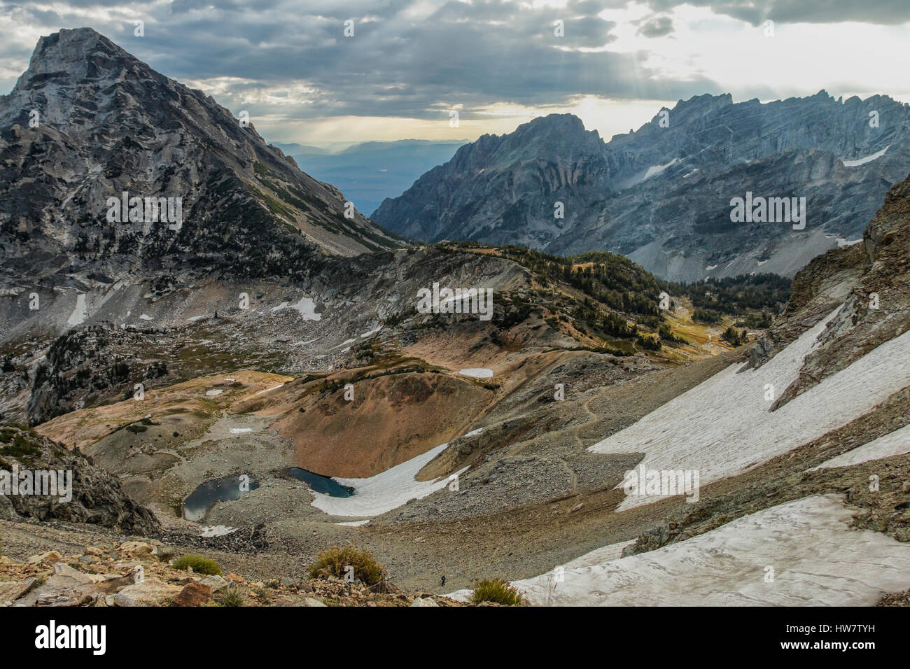 Pennello Canyon dal pennello dividere, Grand Teton National Park, Wyoming. Foto Stock