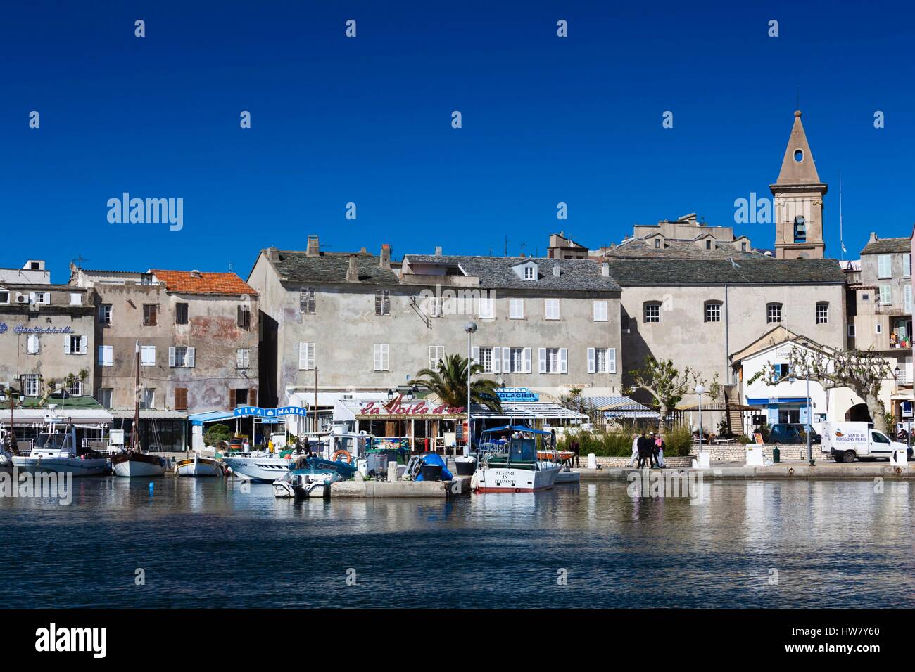 Francia, Haute Corse, Le Nebbio Regione, Saint Florent, vista della porta Foto Stock