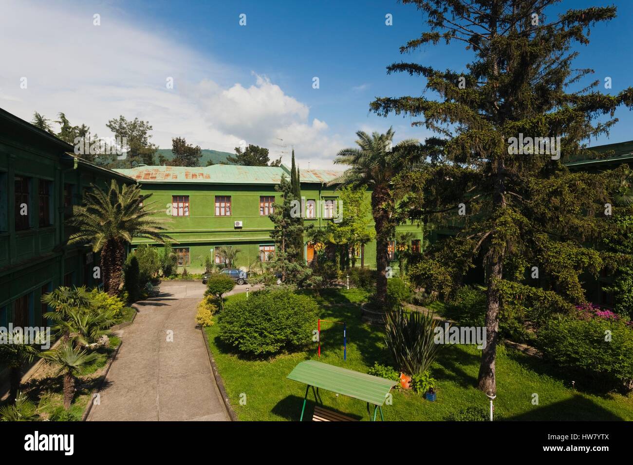 Russia, il litorale del Mar Nero, Sochi, Stalin Dacha, casa estiva del dittatore sovietico Joseph Stalin sui motivi della Zelenaya Roscha sanitorium, esterna Foto Stock
