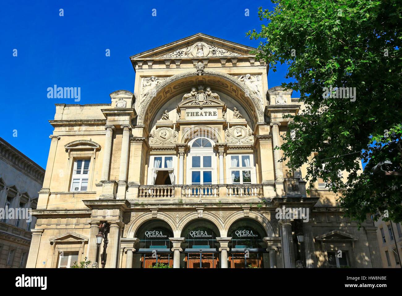 Francia, Vaucluse, Avignone, Place de l'Horloge, Avignon Grand Opera (19th) Foto Stock