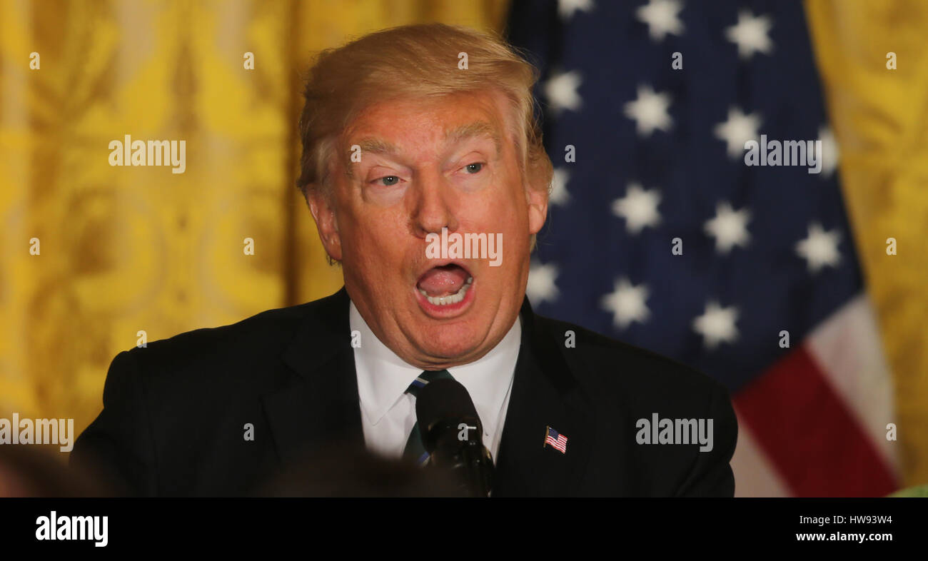 Il presidente statunitense Donald Trump all annuale Shamrock presentazione presso la Casa Bianca di Washington, Stati Uniti d'America. Foto Stock