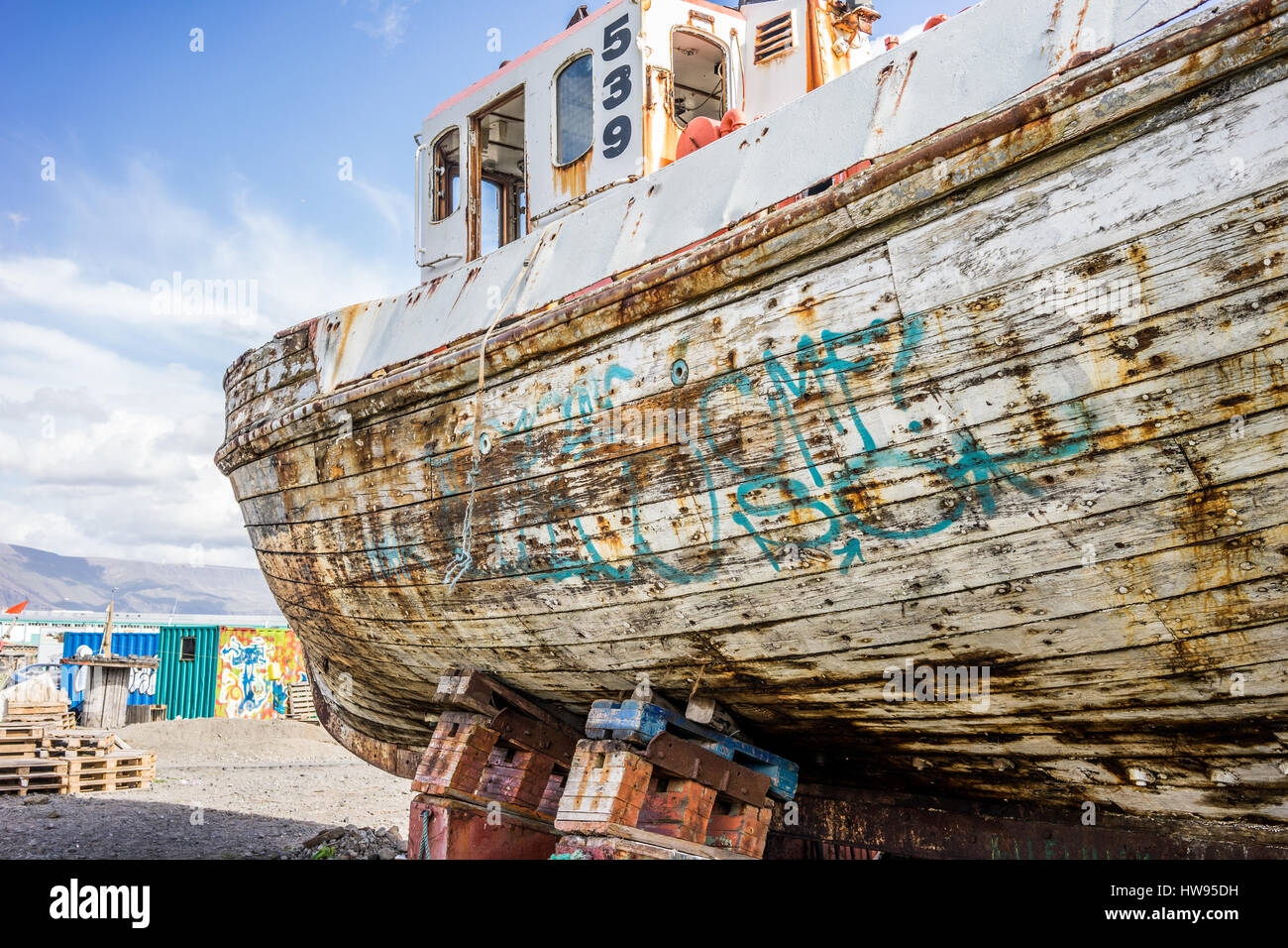Vecchio islandese di barca da pesca Foto Stock