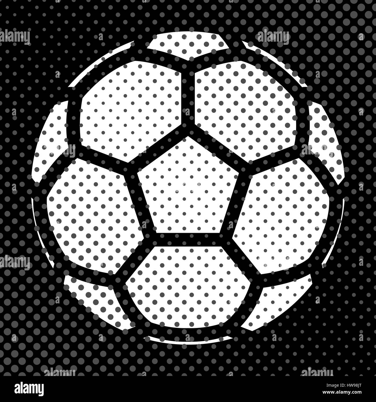 Sport sfera di sfondo per il gioco del calcio, l'effetto di mezzitoni e posto per il vostro testo, illustrazione vettoriale. Illustrazione Vettoriale