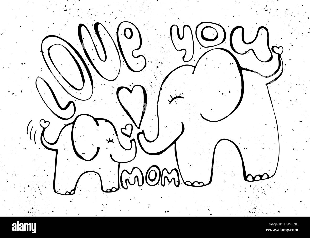 Amore di madre - biglietto di auguri con animali. Festa della mamma Illustrazione Vettoriale