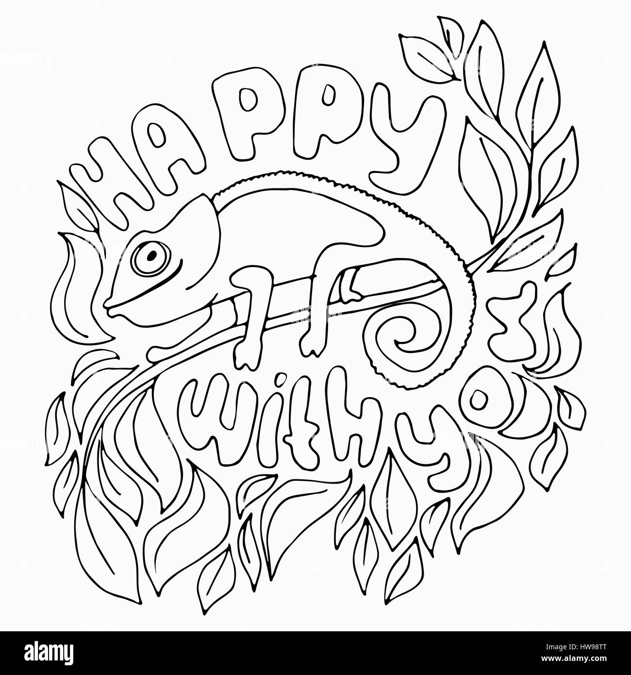 Felice con lei silhouette illustrazione - biglietto di auguri simpatici animali Illustrazione Vettoriale