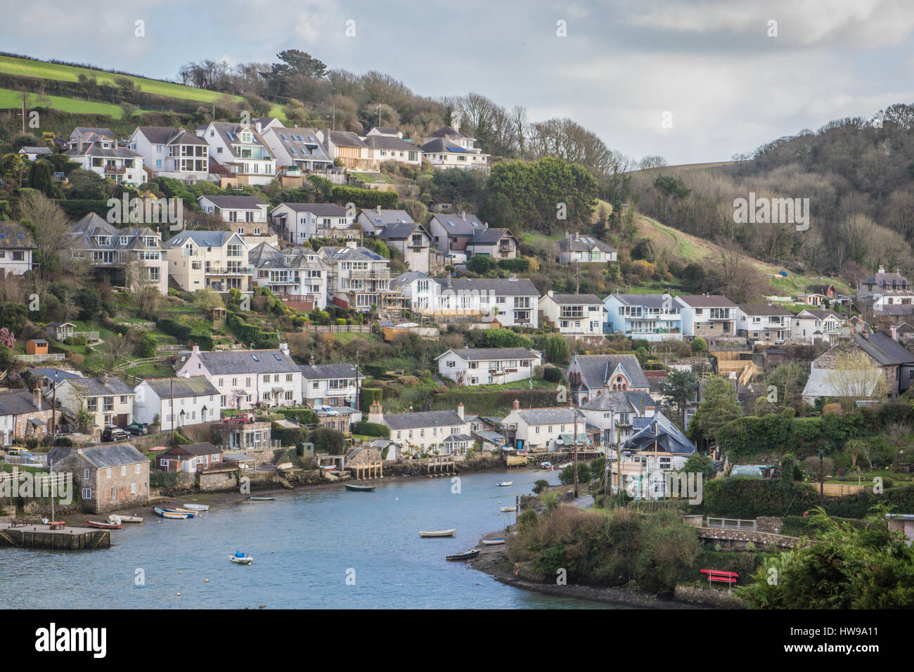 Noss Mayo villaggio nel sud prosciutti, South West Devon, Regno Unito situata sul fiume Yealm Foto Stock