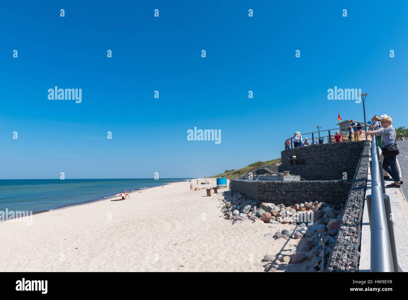 Spiaggia del Mar Baltico a nord di Nida Coronian allo spiedo, Patrimonio Mondiale dell'UNESCO, della Lituania, dell'Europa orientale Foto Stock